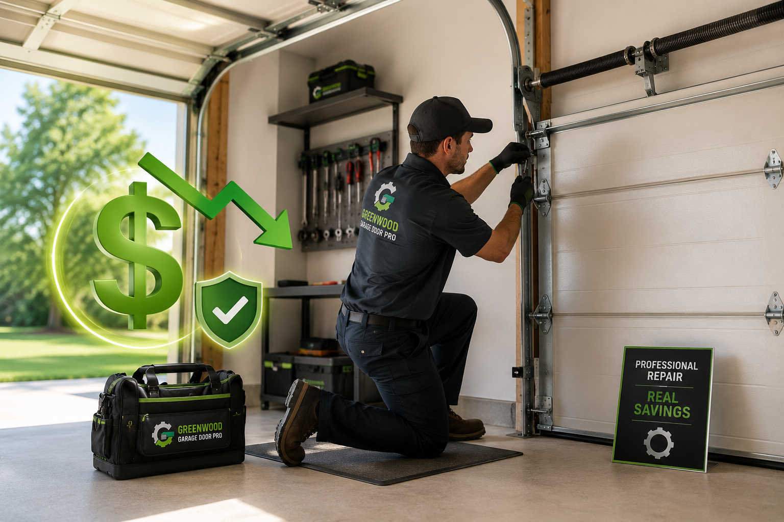 Garage door service savings in Greenwood Indiana